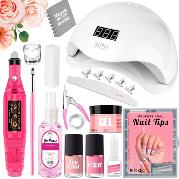 Kit Unha gel Completo com Cabine UV, Lixadeira elétrica, e Caneta Pedicure e manicure e muito mais!!