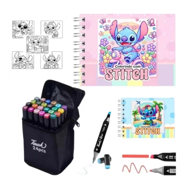 KIT COMPLETO! Boobie Goods e Stitch + 24 Canetas de ponta dupla - Original (Custo e Benefício) - Imagem 4