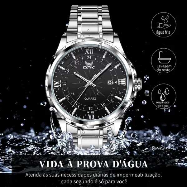 Savanna Relógio Masculino À prova de água Original Esportivo Preto Prata De Aço Inoxidável - Imagem 4